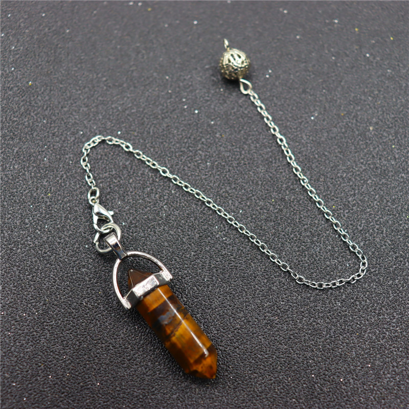 Natural Stone charms Pendulum for Dowsing Divination Hexagonal Prism Quartz Bullet Pendulum Energy Healing Crystal Reiki Chakra Pendulo