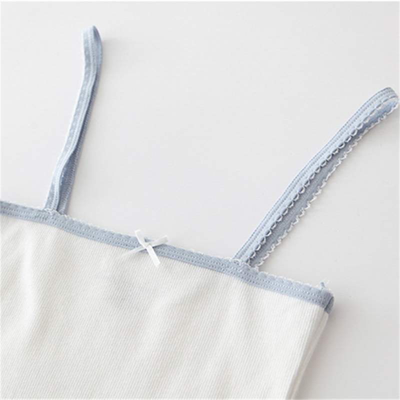 PUWD Sweet Girls Slim Solid Bow Camis Summer Fashion Ladies White Sleeveless Streetwear Short Tops Women Chic Crop Top 220325