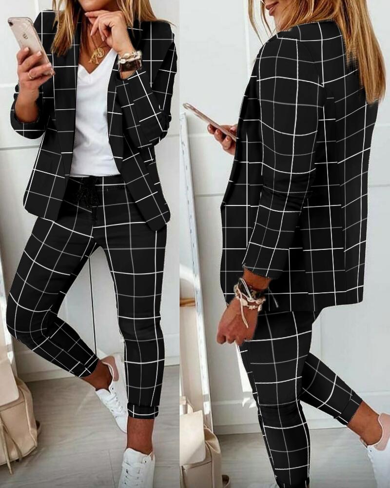 Women' Two Piece Pants Women Autumn Lapel Collar Plaid Blazer Coat & Drawstring Set Long Leggings Suit Work Wear 2 Jacket OutfitsWomen
Women' Two Piece Pants Women Autumn Lapel Collar Plaid Blazer Coat & Drawstring Set Long Leggings Suit Work Wear 2 Jacket OutfitsWomen