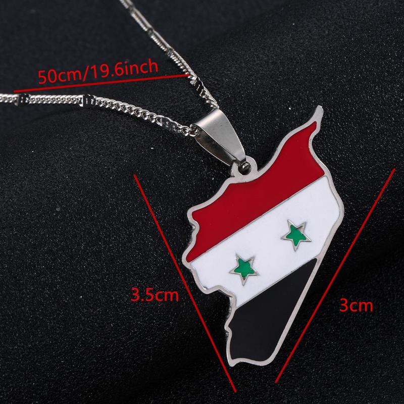 Pendant Necklaces Stainless Steel Trendy Syria Map Flag Syrians Women Jewelry
