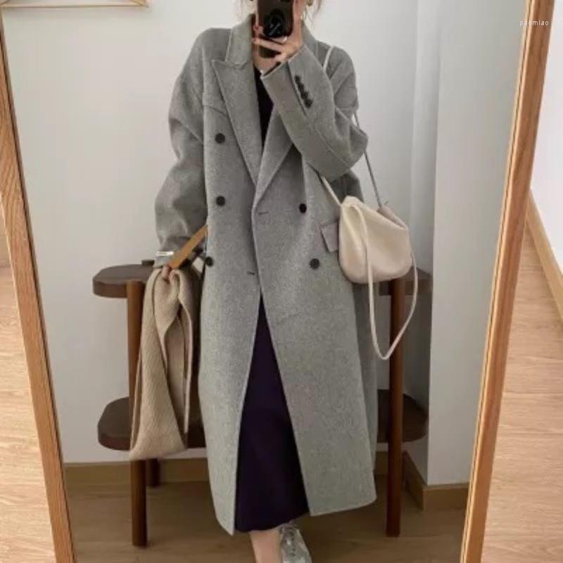 Women' Wool & Blends Woolen Coat Mid-length Korea Fashion Style Grey Regular Simple Loose Sleeve Button Double-Breasted Ladies Chic Overcoa, Black
Women' Wool & Blends Woolen Coat Mid-length Korea Fashion Style Grey Regular Simple Loose Sleeve Button Double-Breasted Ladies Chic Overcoa, Black