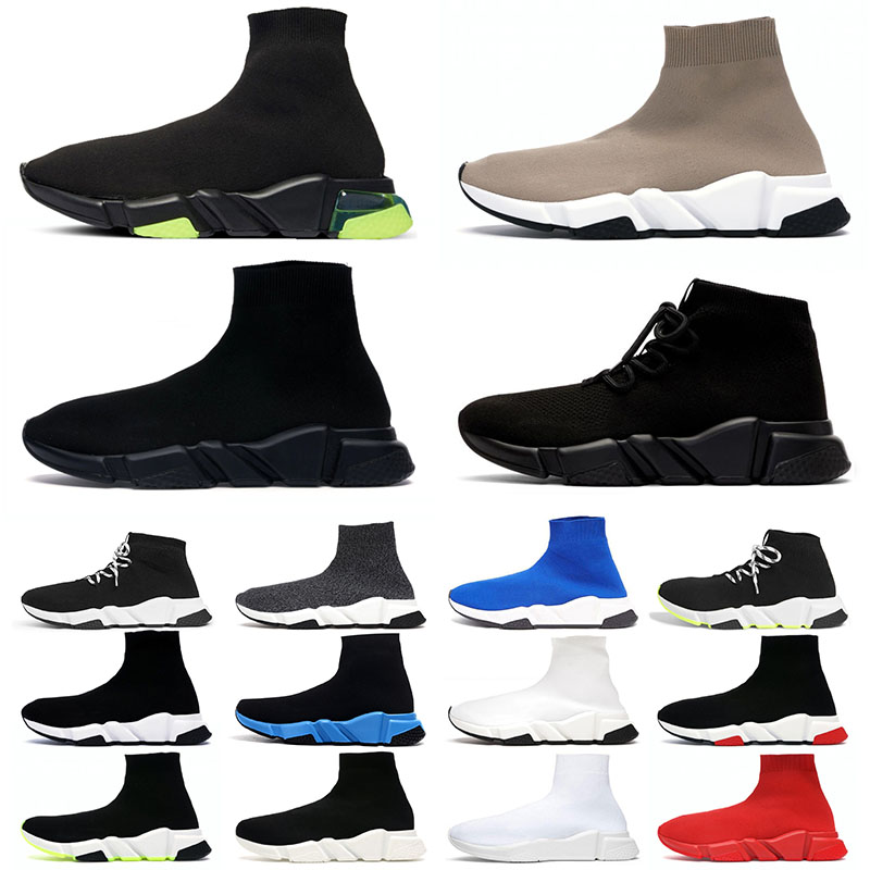 Designer Sock Shoes Running Speed Trainer Mens Womens Beige Glitter Blue Sports Sneakers Graffiti Lace Up Triple Black White Clear Sole Luxury Flat Boots Size 36-45