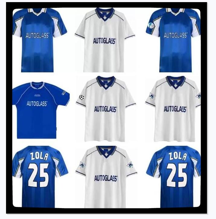 1997 1998 1999 2000 2001 ZOLA Vialli Wise retro soccer jersey Leboeuf Di Matteo Hughes Desailly Gullit vintage classic football shirt, 98 00 away ucl jersey
1997 1998 1999 2000 2001 ZOLA Vialli Wise retro soccer jersey Leboeuf Di Matteo Hughes Desailly Gullit vintage classic football shirt, 98 00 away ucl jersey