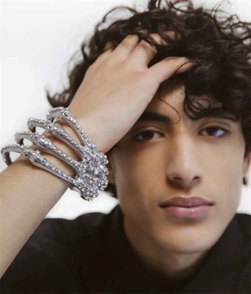 Raf Skeleton Ghost Grab Bracelet Chain Inlaid With Diamonds New Multicolor Armband Fashion Trend Hip-Hop Street All-Match Jewelry
