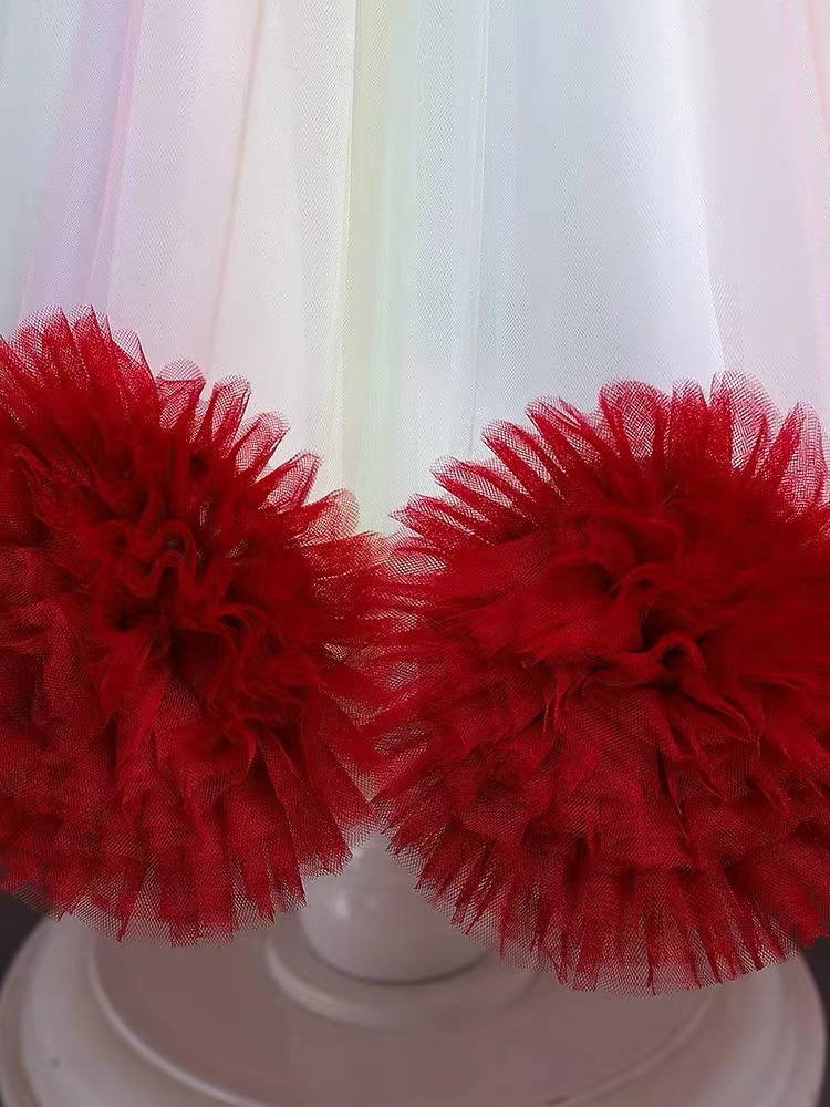 Royal Blue Toddler Flower Dresses For Weddings Rainbow Red Girl Birthday Party Dress High Low Ball Gown Little Girls Pageant Wear 403