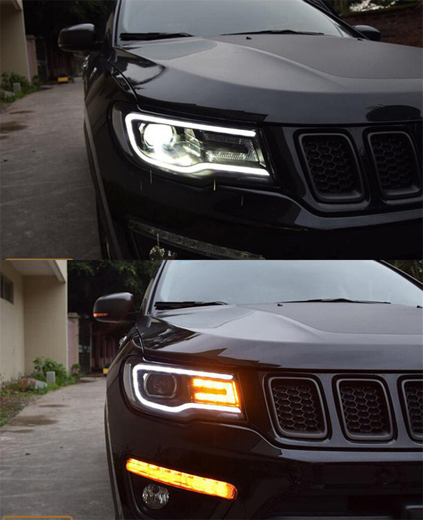 Car LED Headlights For Jeep Compass LED Headlight 20 17-2021 High Beam Turn Signal Daytime Running Lights