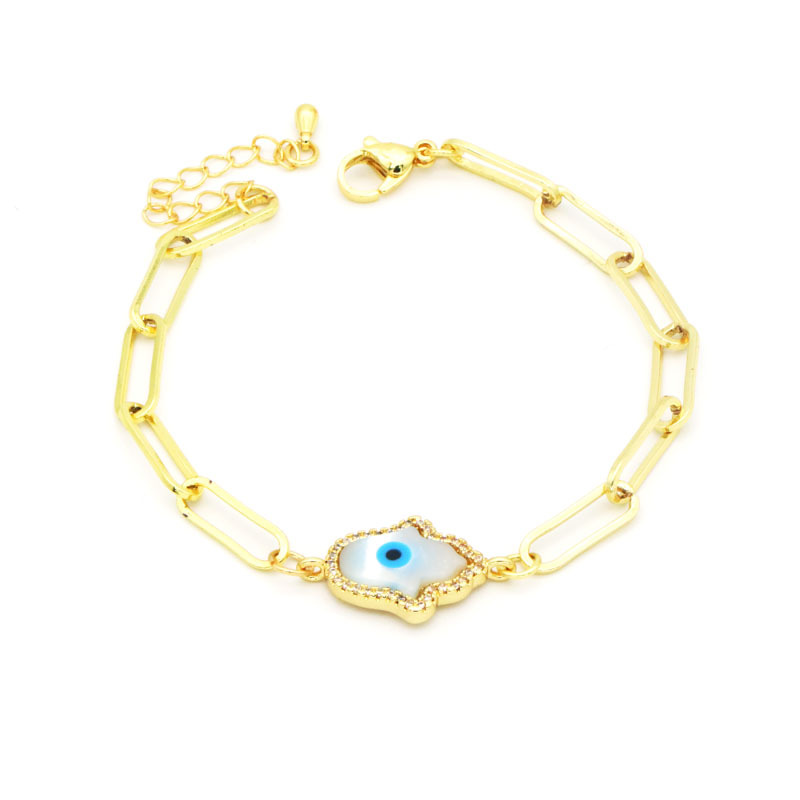Fashion Gold Plating Brass Evil Eye Charm Bracelet for Women Gift