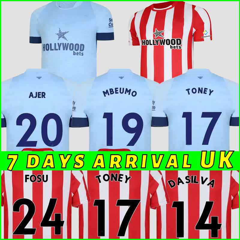 22 23 Forss Brentfords Soccer Jerseys 2022 2023 Eriksen Dasilva Toney Mbeumo Onyeka Canos Jensen Thompson Pinnock Henry Away Men Football Shirt Jans