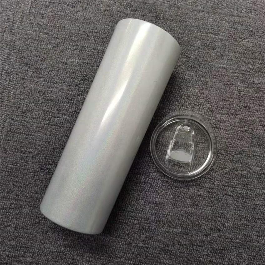 20oz Sublimation Straight Tumblers blank glossy matte glitter white silver Skinny tumbler with lid straw rubber bottom Stainless steel vacuum insulate