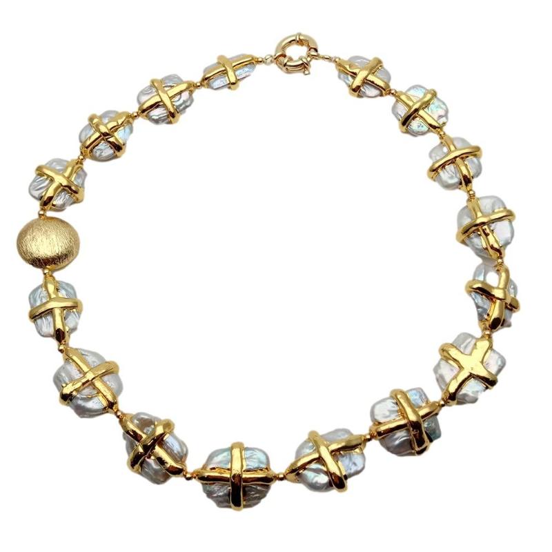 Chokers Y.YING Cultured White Keshi Pearl Rectangle Shape Gold Plated Cross Necklace Original Design Jewelry
Chokers Y.YING Cultured White Keshi Pearl Rectangle Shape Gold Plated Cross Necklace Original Design Jewelry