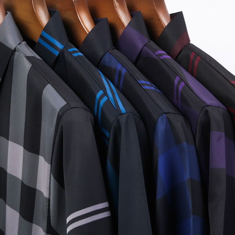 Plaid Shirt Men High Quality Silk Summer Short sleeve Casual Shirts Slim Fit Camisa Masculina Drop C748 220322