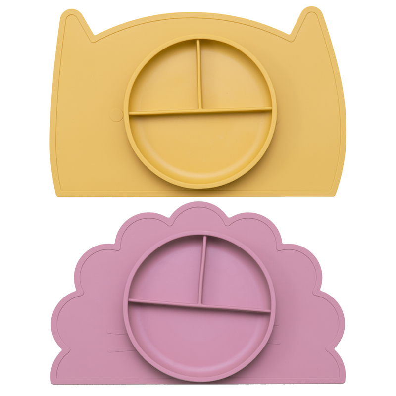 Cute Pure Color Weaning Children's Tableware Feeding Suction Plate Training Bowl Dining Appliance Food Grade Baby Accessories 220512