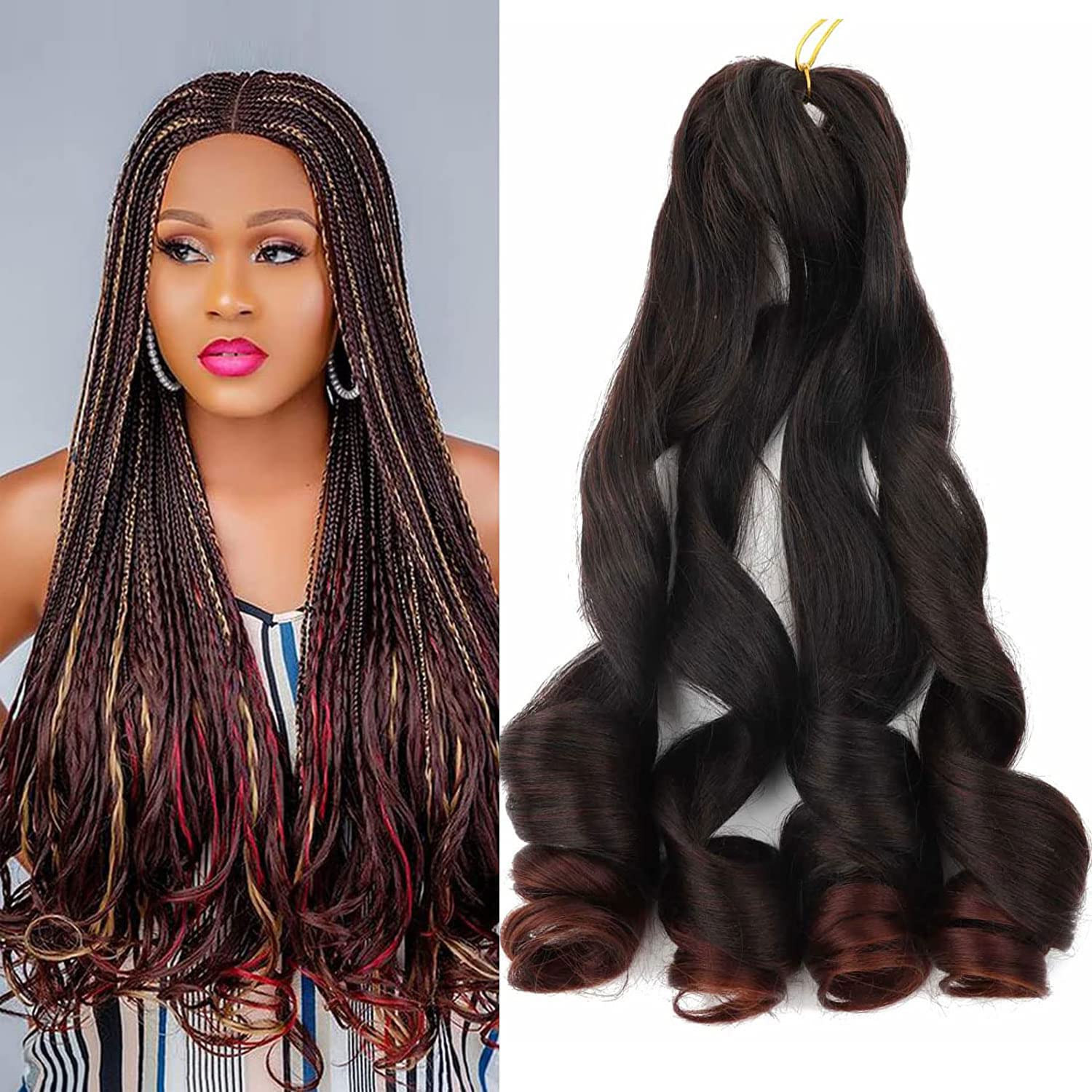 Synthetic 22 Inches Loose Wave Crochet Braids Hair Ombre Spiral Curls 75g/pcs Pre Stretched Braiding Hair Extensions For Black Woman LS04, 30
Synthetic 22 Inches Loose Wave Crochet Braids Hair Ombre Spiral Curls 75g/pcs Pre Stretched Braiding Hair Extensions For Black Woman LS04, 30