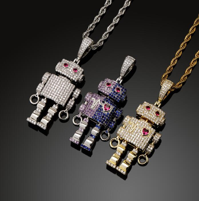 Hip Hop 3A+ CZ Stone Paved Bling Iced Out Love Heart Robot Pendants Necklaces for Men Women Rapper Jewelry Gift
Hip Hop 3A+ CZ Stone Paved Bling Iced Out Love Heart Robot Pendants Necklaces for Men Women Rapper Jewelry Gift