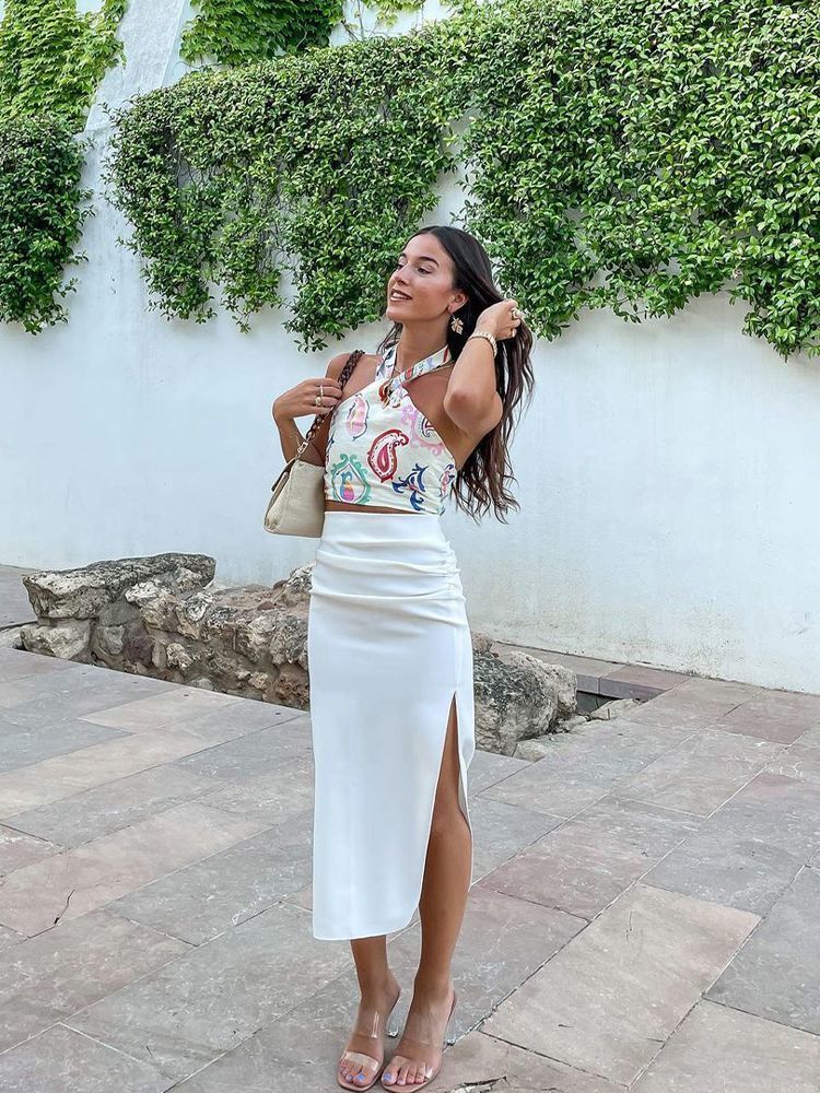 Willshela Fashion Women Printed Crop Top Elastic Bust Casual Chic Lady Halter Summer y2k s Woman Camis 220316