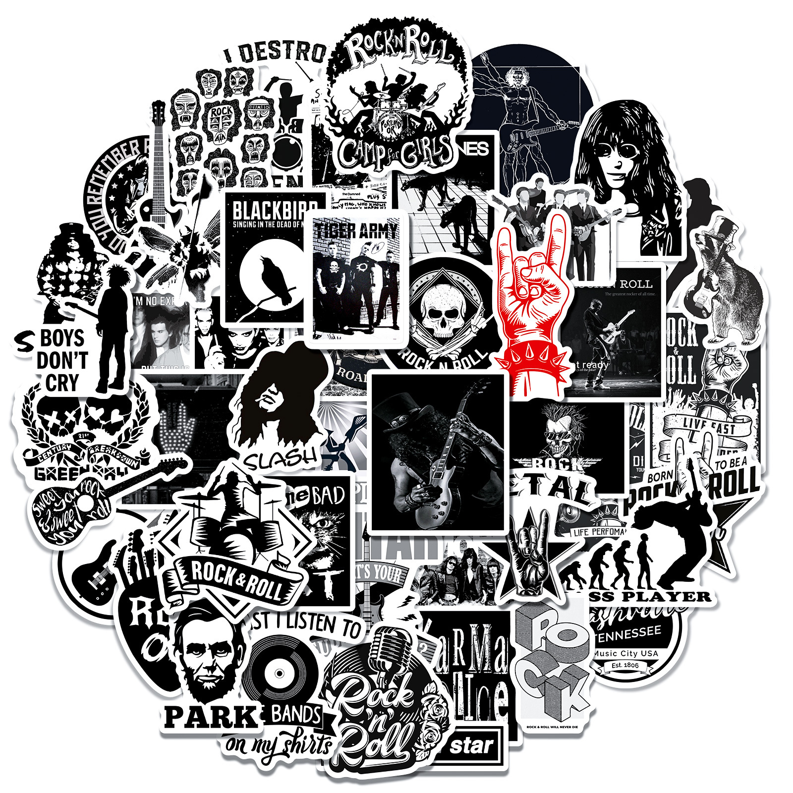 50pcs Retro Rock Band Stickers Rock and Roll Graffiti Stickerfor DIY Luggage Laptop Skateboard Motorcycle Bicycle, Multi colors
50pcs Retro Rock Band Stickers Rock and Roll Graffiti Stickerfor DIY Luggage Laptop Skateboard Motorcycle Bicycle, Multi colors