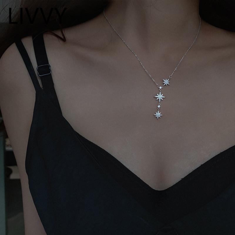 Pendant Necklaces LIVVY Silver Color Eight Angle Of Stars Necklace For Women Micro-Inlaid Shiny Zircon Clavicle Chain Jewelry
Pendant Necklaces LIVVY Silver Color Eight Angle Of Stars Necklace For Women Micro-Inlaid Shiny Zircon Clavicle Chain Jewelry