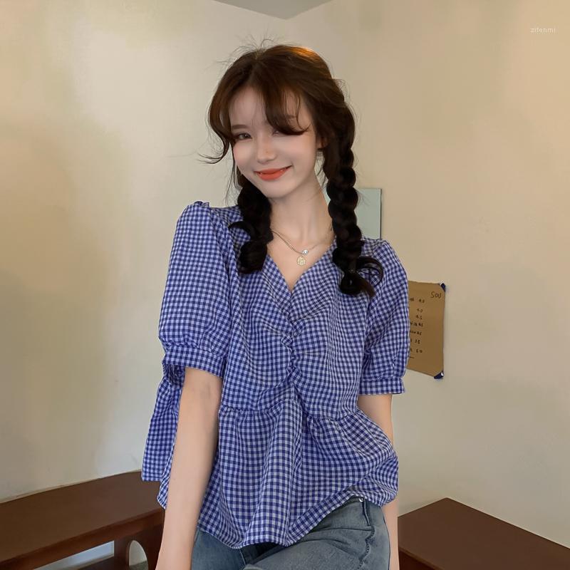 Women's Blouses & Shirts 2022 Summer Casual Plaid Streetwear Blouse Women Oversize Short Sleeve Womens Tops And, Blue
Women's Blouses & Shirts 2022 Summer Casual Plaid Streetwear Blouse Women Oversize Short Sleeve Womens Tops And, Blue