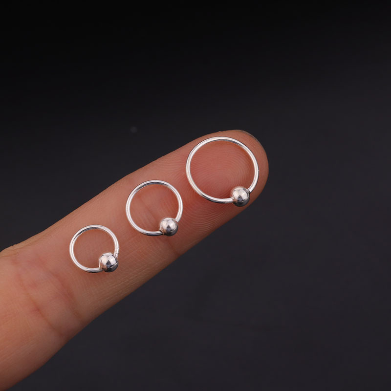 925 Sterling Silver Nose Ring Stud Pin Fake Ear Earrings Body Lip Piercing Jewelry Jewellery Anti Allergen Ball Huggie Hoop Rings Threader Pull throug