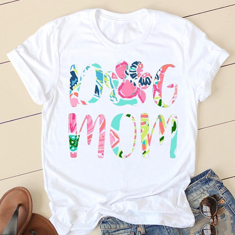 Women Star Dog Paw Funny Tshirts Lady Fashion Clothing Short Sleeve Cartoon Clothes Spring Summer Female Tee Graphic Tshirt 220527