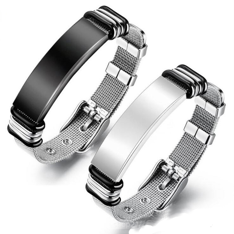 12mm ID Identification Bracelets for Men Custom Name Adjustable Stainless Steel Boy Mesh Watch Band To My Son Father Birthday Valentine Love Gifts Bij