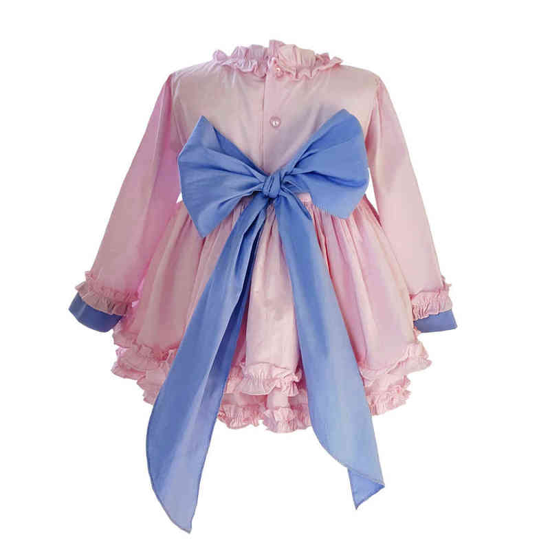 kids Dress 1-6Y Baby Girl dresses Autumn winter Pink Gown Vintage Spanish Turkish Lolita Princess Dress for Girl Birthday Party Y220510