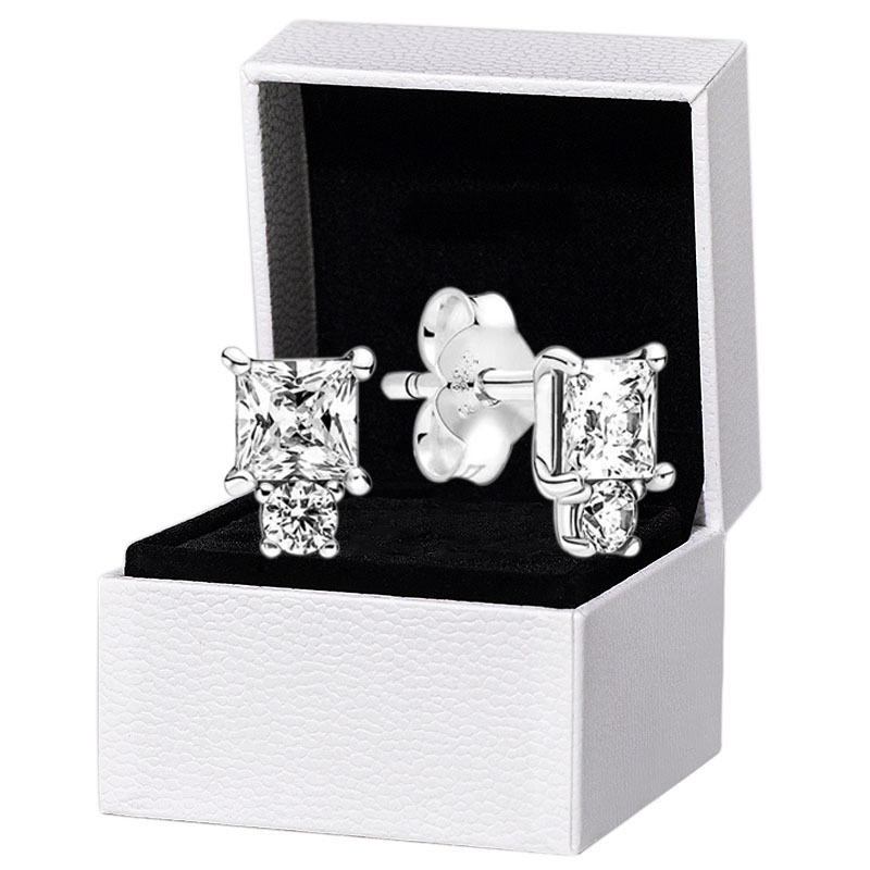 CZ diamond Round Square Stud Earrings Original box for Pandora Real 925 Silver Wedding Earring
CZ diamond Round Square Stud Earrings Original box for Pandora Real 925 Silver Wedding Earring