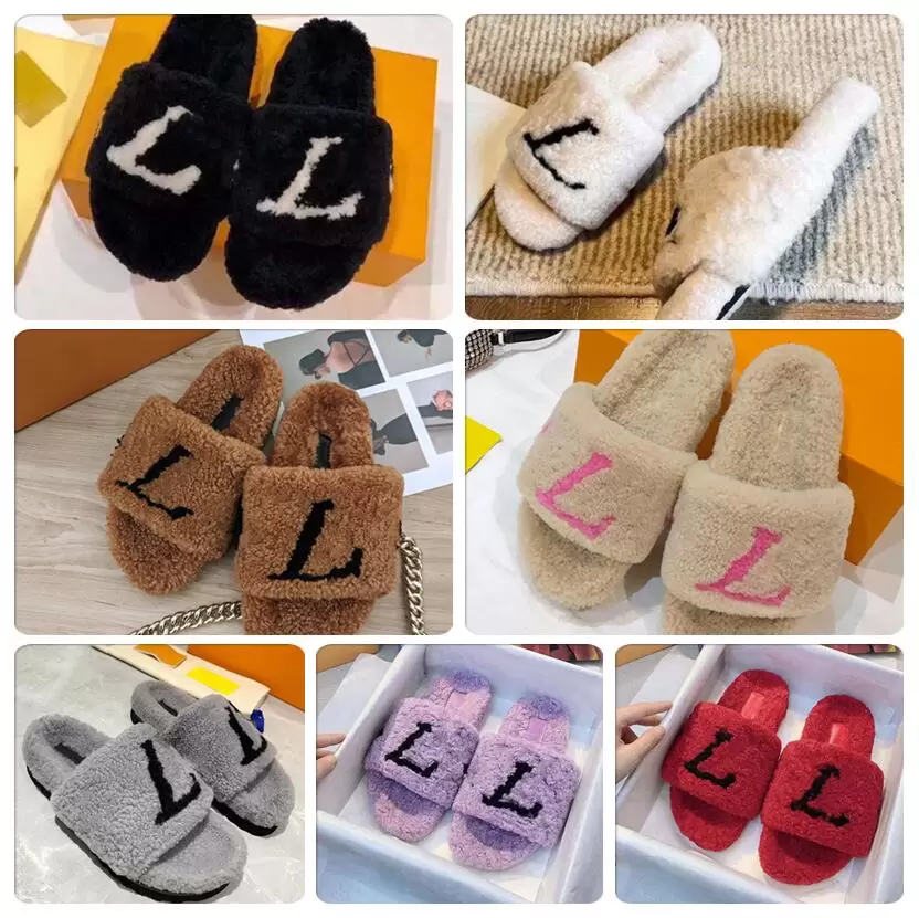 Luxury Slide Designer Fashion Women Wool Sandals Warm Comfort Slippers Woman Slipper Shoes Autumn Winter Slides Scuffs Sandal Size 35-41