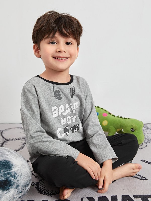 Toddler Boys Headphone & Letter Graphic PJ Set SHE