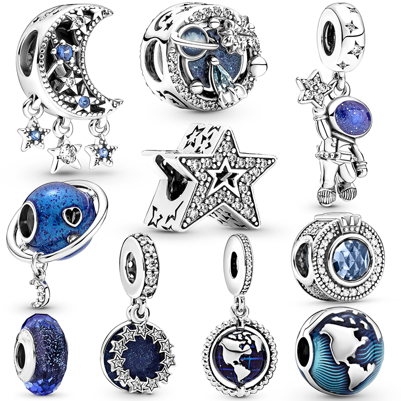 New Popular 925 Sterling Silver Sparking Discovery Planet Collection Charm Beads Pendant For Diy Bracelet Necklace Womens Jewelry Gifts
