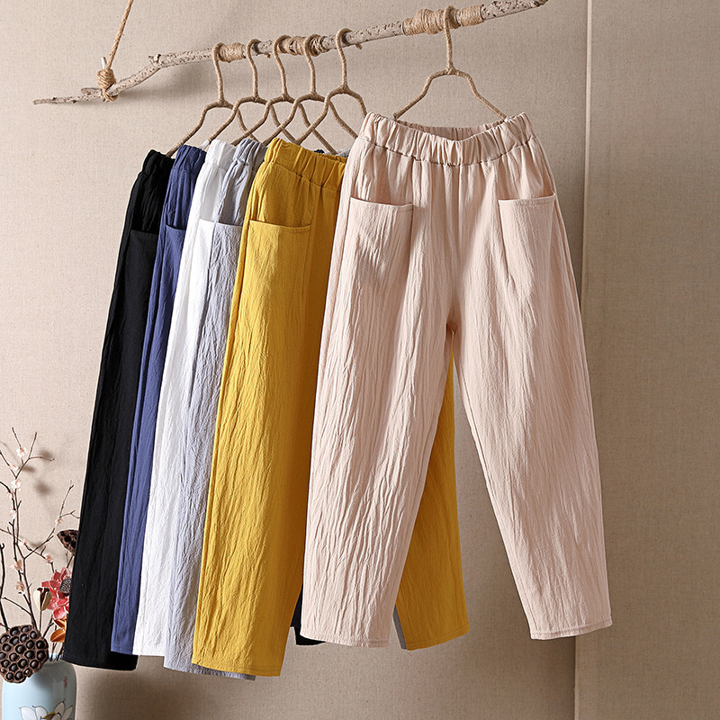 Fashion Cotton Linen Harem Pant Summer Loose High Waist Elastic Anklelength Solid Oversize 4XL Lady Casual Pants 220716, Black
Fashion Cotton Linen Harem Pant Summer Loose High Waist Elastic Anklelength Solid Oversize 4XL Lady Casual Pants 220716, Black