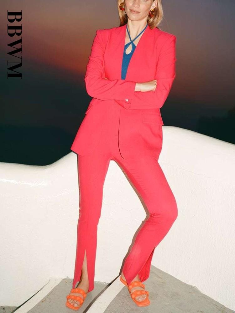 Women's Two Piece Pants Spring 2022 Fuchsia Office Women Sets V Neck Slim Vintage Long Sleeve Blazer Chic Female With High Waist Pencil Pant, Fuchsia pants-8548
Women's Two Piece Pants Spring 2022 Fuchsia Office Women Sets V Neck Slim Vintage Long Sleeve Blazer Chic Female With High Waist Pencil Pant, Fuchsia pants-8548