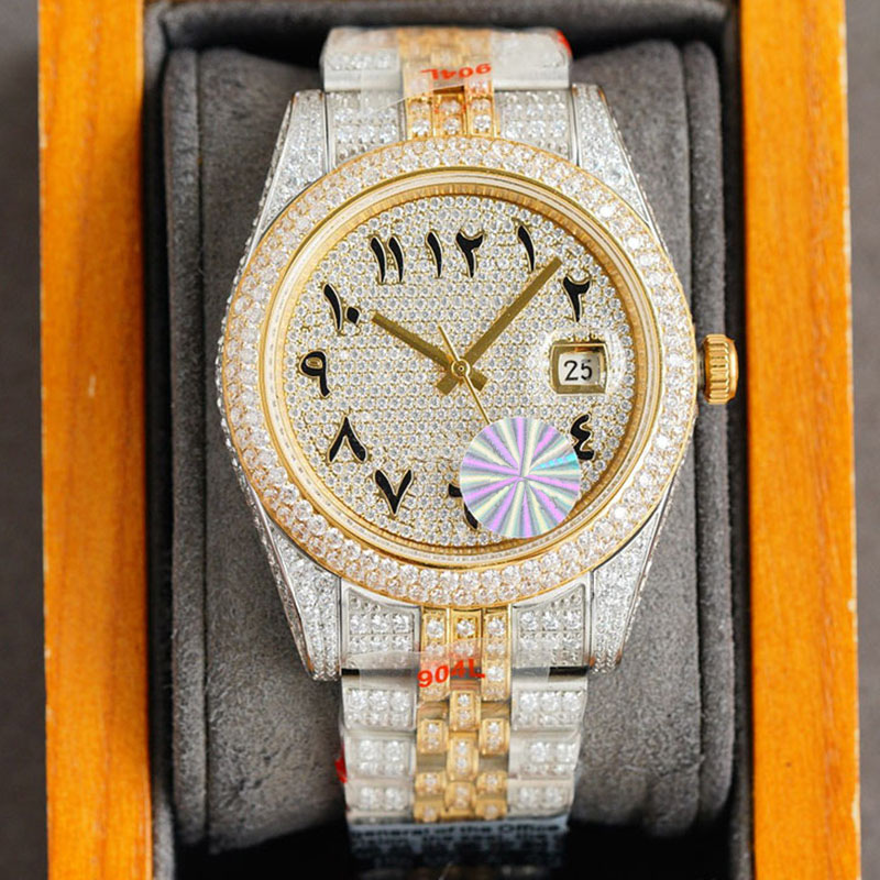 Full Diamonds Mens Watch 41mm Automatic Mechanical Watches Sapphire Waterproof Fashion Business WristWatch Montre De Luxe, Color 1
Full Diamonds Mens Watch 41mm Automatic Mechanical Watches Sapphire Waterproof Fashion Business WristWatch Montre De Luxe, Color 1