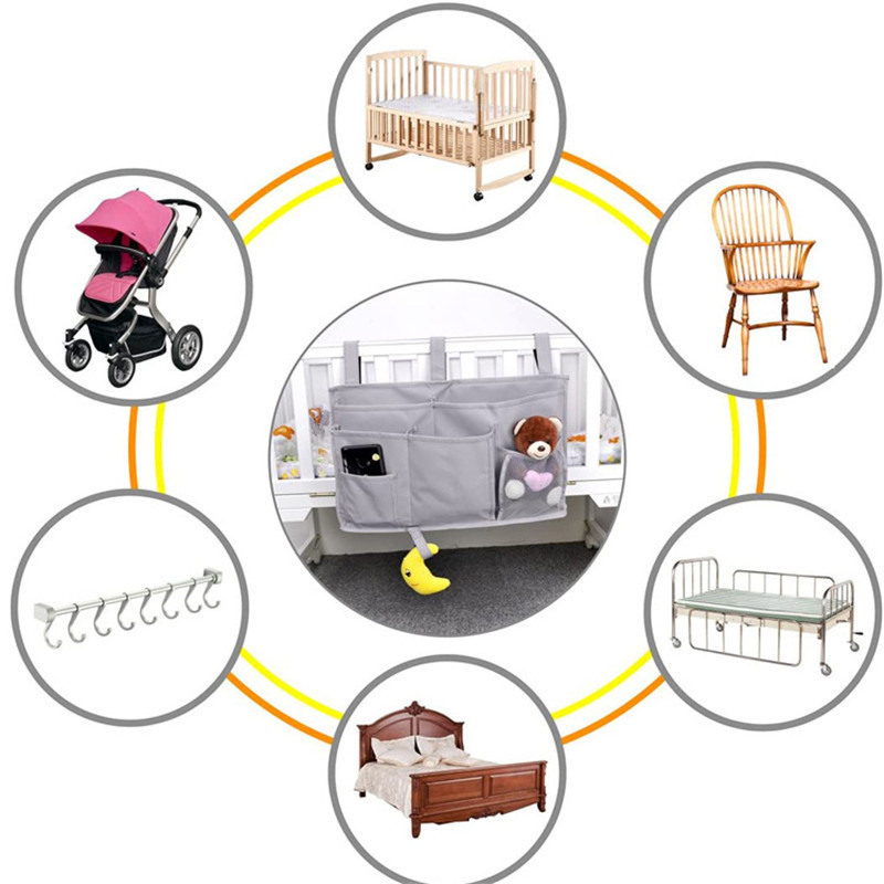 Portable Baby Crib Diaper Organizer Linen Baby Bed Accessories Bedside Hanging Organizer Pocket Storage Bag Organizador Pouch 220531