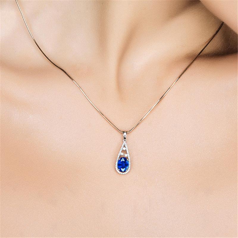 Lockets Elegant Sapphire Blue Crystal Gemstone Pendant Necklace For Women White Gold Silver Color Choker Chain Diamond Jewelry Bijoux
Lockets Elegant Sapphire Blue Crystal Gemstone Pendant Necklace For Women White Gold Silver Color Choker Chain Diamond Jewelry Bijoux