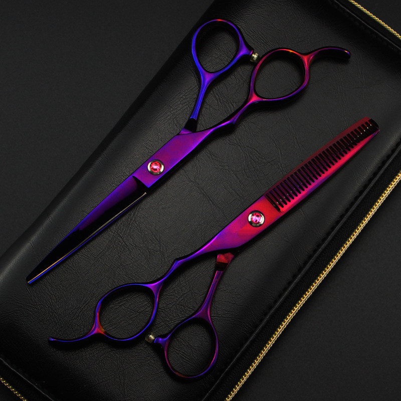 professional japan 440c purple Left handed 6 '' hair scissors cutting barber makas haircut thinning shears hairdressing 220317