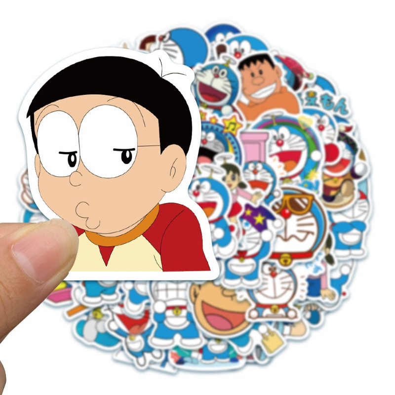 50Pcs/Lot Japanese Anime Stickers Doraemon Nobita Nobi Shizuka Cartoon Stickers Scrapbook Planner Laptop Luggage Phone Car Sticker