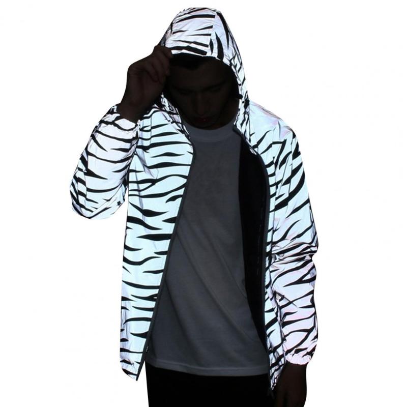 Men's Jackets Men Hooded Jacket Fluorescent Windbreaker Male Clothing 2022 Casual Reflective Hip Hop Coat Outerwear Streeetwear