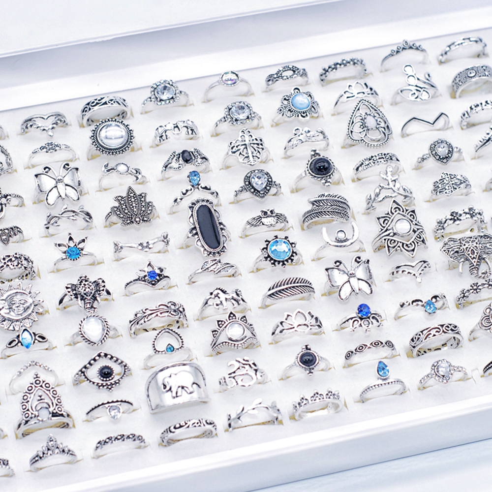 100pcs Lots Antique Silver Bohemia Vintage Rings Ethnic Women Fashion Luxury Charm Holiday Gifts Jewelry Accessory Wholesale
100pcs Lots Antique Silver Bohemia Vintage Rings Ethnic Women Fashion Luxury Charm Holiday Gifts Jewelry Accessory Wholesale