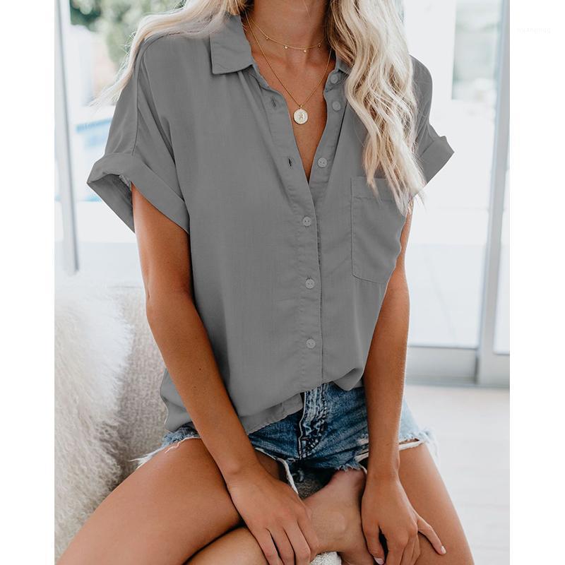 Women' Blouses & Shirts Women Turn Down Collar Short Sleeve Plus Size Clothes Streetwear Casual Solid Tops Single-Breasted Fashion Pocket, Green
Women' Blouses & Shirts Women Turn Down Collar Short Sleeve Plus Size Clothes Streetwear Casual Solid Tops Single-Breasted Fashion Pocket, Green