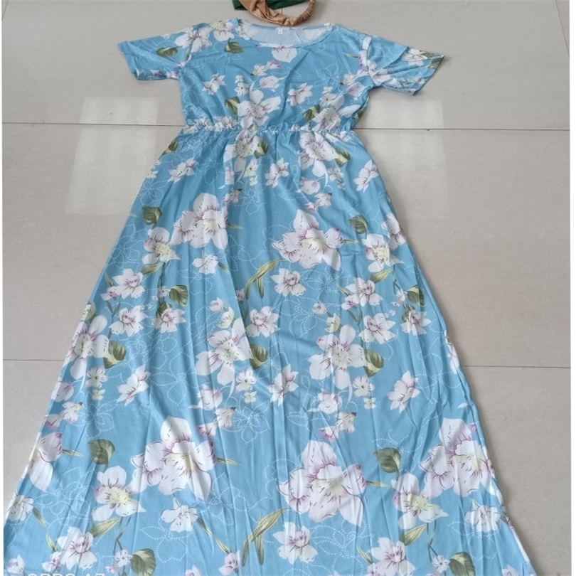 LongWomen's and winter new European and American printed longsleeved pocket dress round neck waist dress T200911