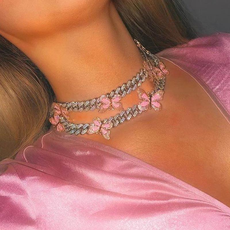 Chains Wholesale Colorful Enamel Butterfly Charm Necklace 12mm Iced Out Bling CZ Miami Cuban Link Chain Choker Women JewelryChains
Chains Wholesale Colorful Enamel Butterfly Charm Necklace 12mm Iced Out Bling CZ Miami Cuban Link Chain Choker Women JewelryChains
