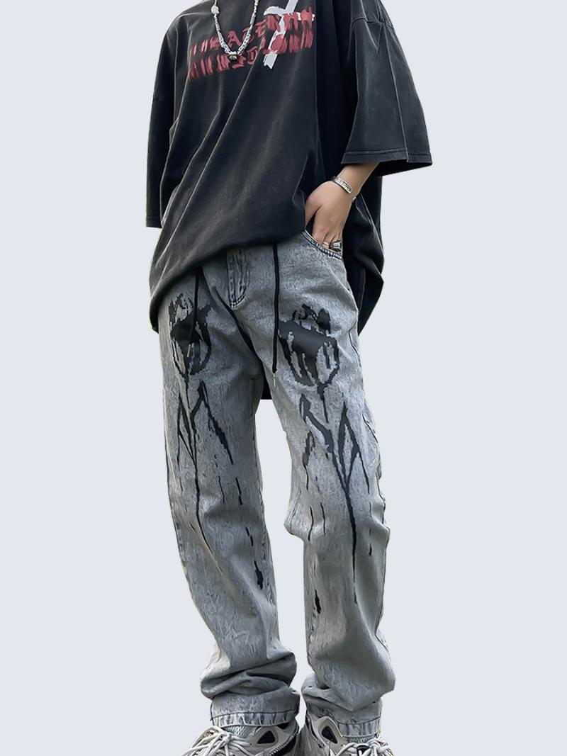 Men's Jeans Four Seasons Men High Street Straight Trousers Trend Simple Drawstring Loose Pants Streetwear Ins, Blue
Men's Jeans Four Seasons Men High Street Straight Trousers Trend Simple Drawstring Loose Pants Streetwear Ins, Blue