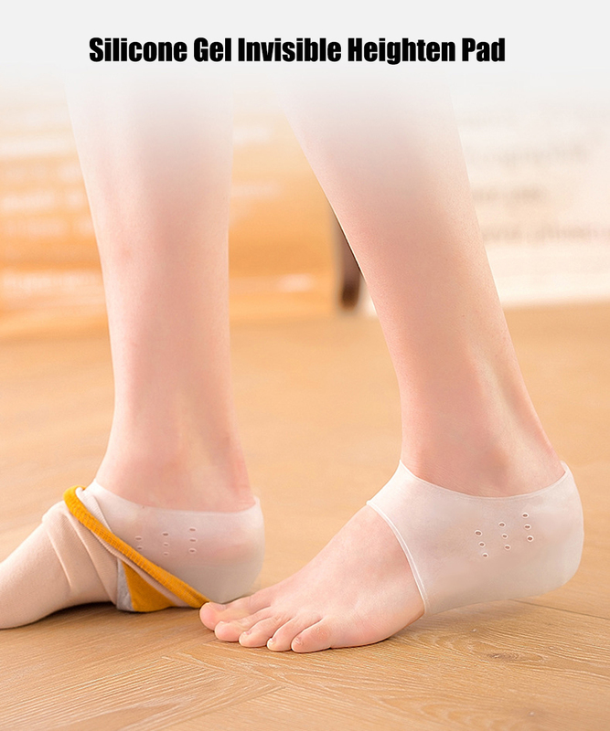 Silicone Invisible Height Increased Insoles for Shoes Men Gel Heel Cups Cushion Plantar Fasciitis Socks Foot Massager Shoe Sole 220610