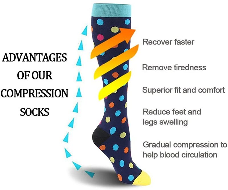 3/6/7 Pairs/Pack Compression Stocking Women Knee High Edema Anti Fatigue Diabetes Varicose Veins Summer Running Sports Socks 220706