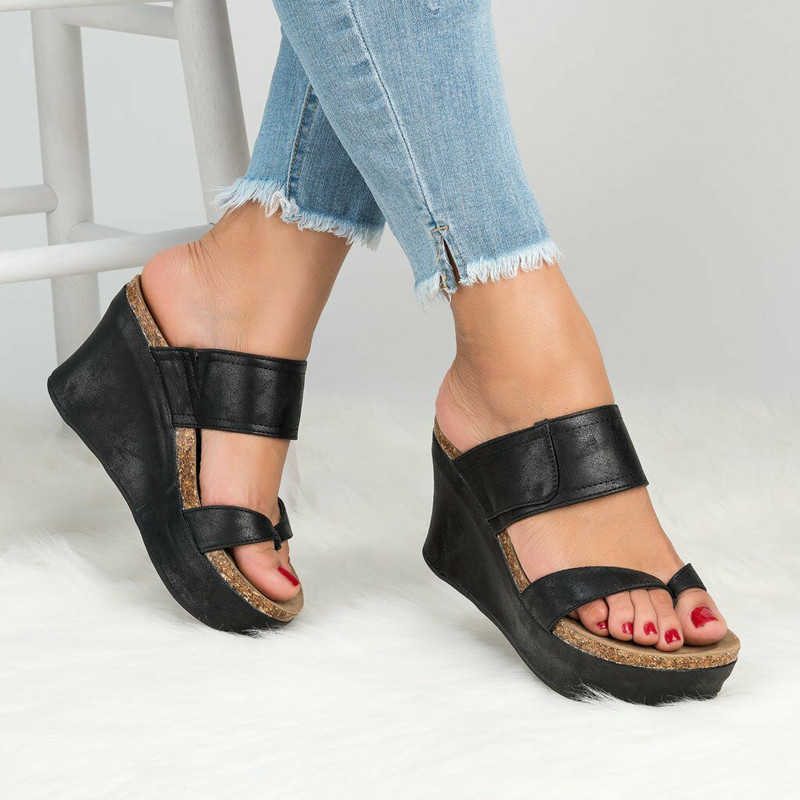 Women Sandals Wedges Shoes Summer Wedge Heels Flip Flops Chaussures Femme Plus Size High 220602