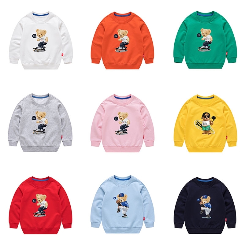 Hoodies & Sweatshirts Children Autumn Bear Sweatershirts Boys Girls Cotton Long 220824