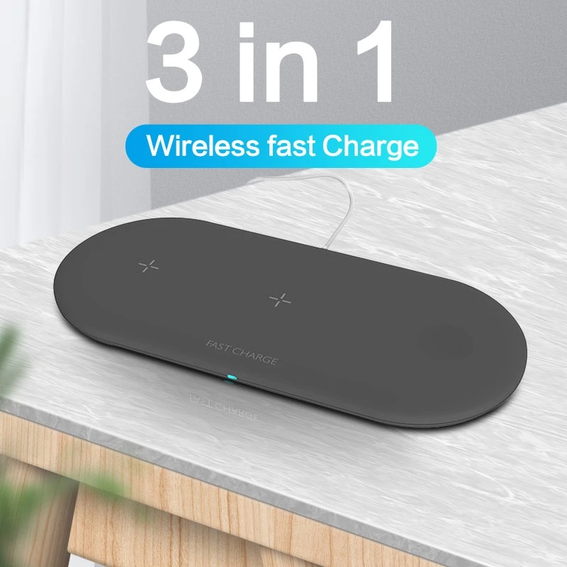 3 In 1 Portable Wireless Charger for IPhone 11 Pro Samsung S8 Fast Charging Pad For Apple Watch IWatch 4 3 2 1 Airpods
3 In 1 Portable Wireless Charger for IPhone 11 Pro Samsung S8 Fast Charging Pad For Apple Watch IWatch 4 3 2 1 Airpods