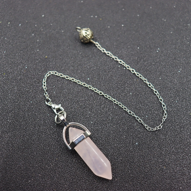 Natural Stone charms Pendulum for Dowsing Divination Hexagonal Prism Quartz Bullet Pendulum Energy Healing Crystal Reiki Chakra Pendulo