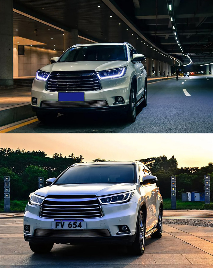 1 Pair LED Headlights For New Highlander 20 15-20 17 High Beam Light LED Turn Signal Front Fog Lights Plug And Play